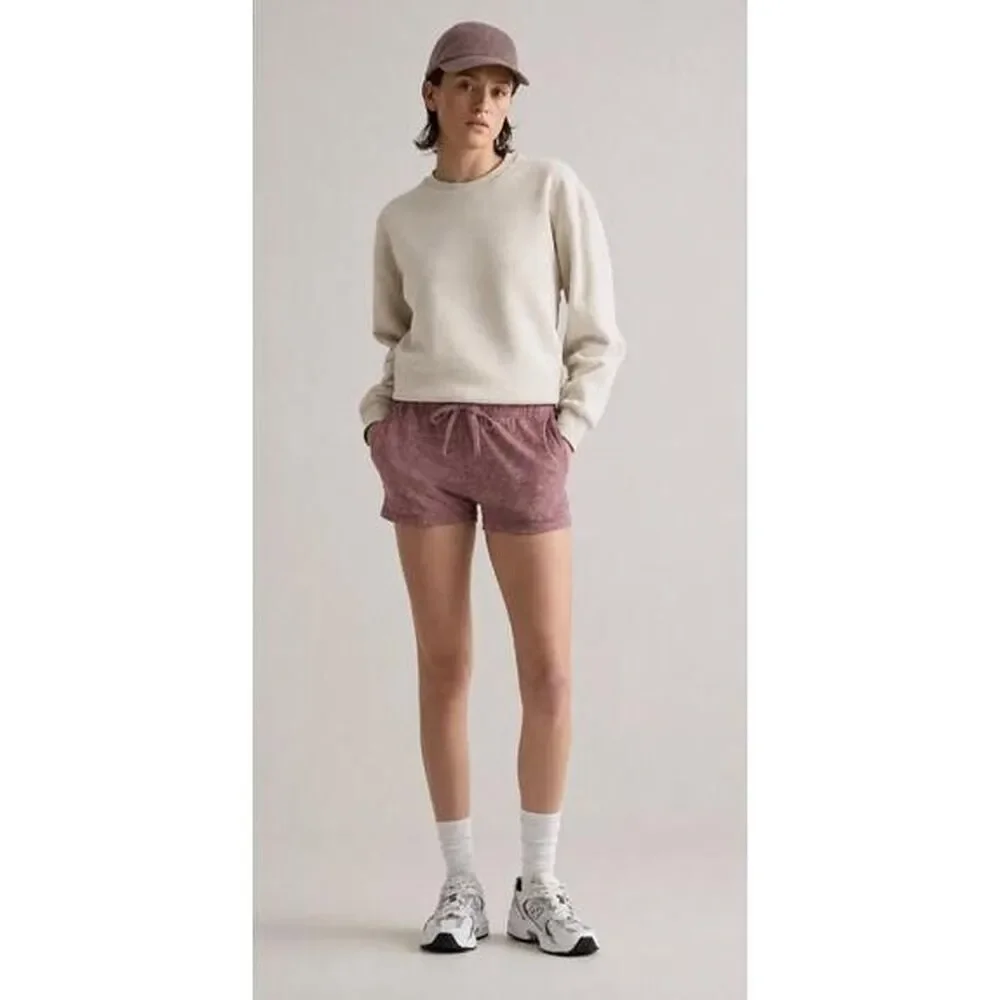 Quince Flowknit Shorts L Heather Rose Ultra Soft Pull On Drawstring